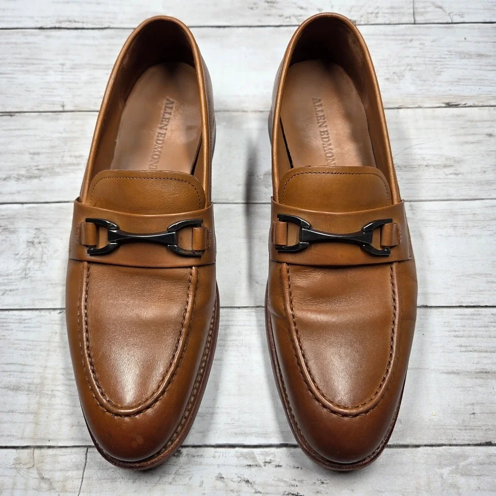 Allen Edmonds Sidney Bit Loafers Dress Shoes Mens 9 D Tan Leather USA Made
